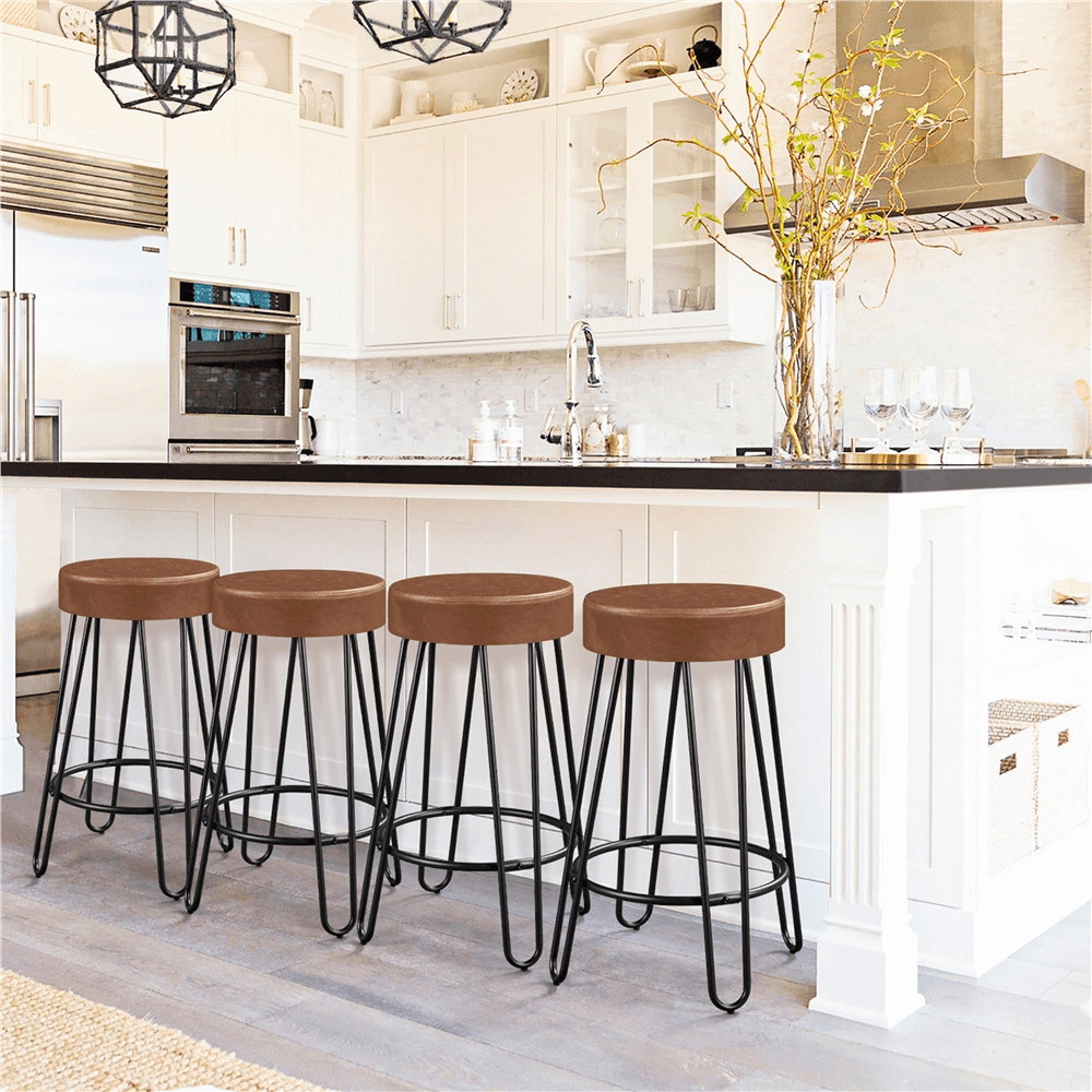 67 cm H Set of 2 Faux Leather Counter Stool