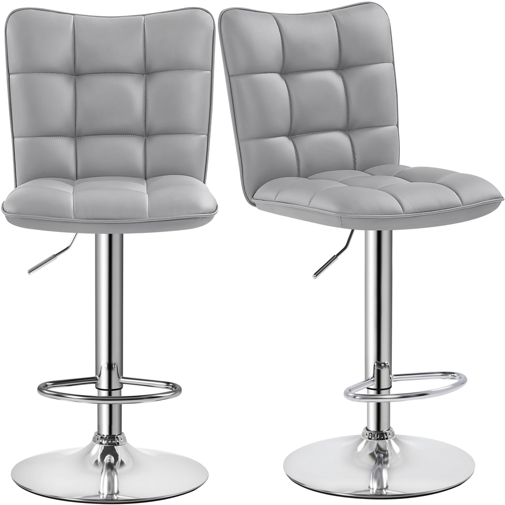 2-piece Faux Leather Adjustable Swivel Bar Stool