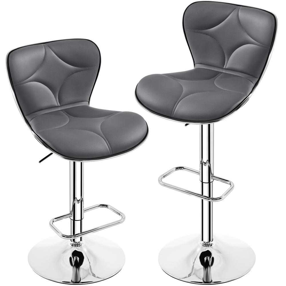 Set of 2 Faux Leather Swivel Stools with Shell Back