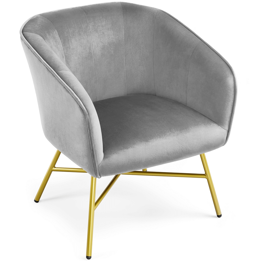 Velvet Barrel Chair w/ Gold Metal Legs