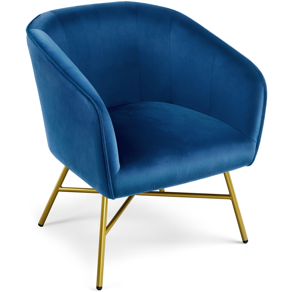 Velvet Barrel Chair w/ Gold Metal Legs