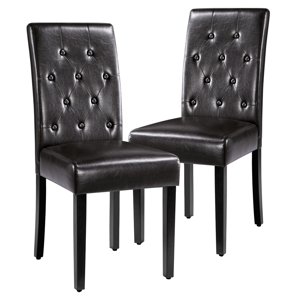 Faux Leather Dining Chairs with Solid Wood Legs