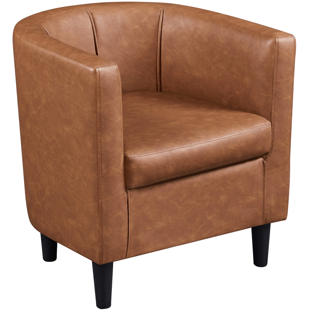 Faux Leather Barrel-shaped Chair w/ Curved Backrest