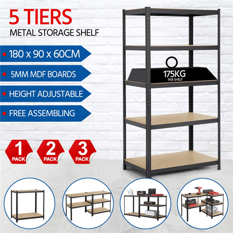 5-Tier Metal Storage Shelving Boltless Assembly