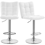 2-piece Faux Leather Adjustable Swivel Bar Stool