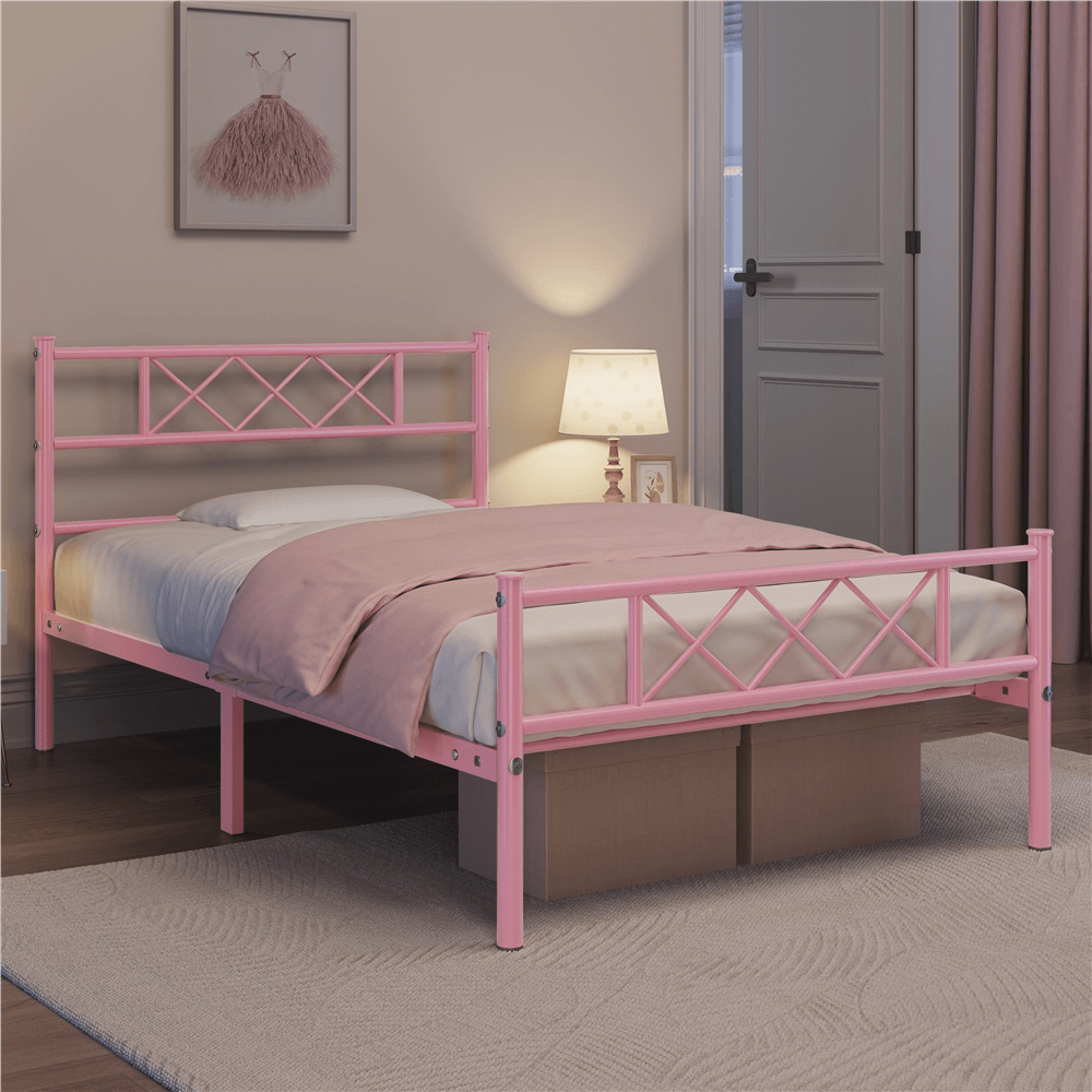 Cross Design Metal Bed Frame