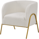 Boucle Barrel Accent Chair w/ Gold-tone Metal Legs