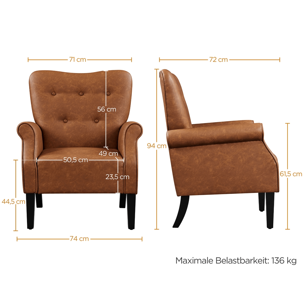 Faux Leather Accent Armchair w/ Tufted High Back