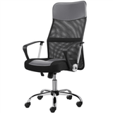 Mesh-Faux Leather High Back Office Chair with Chromed Metal Base