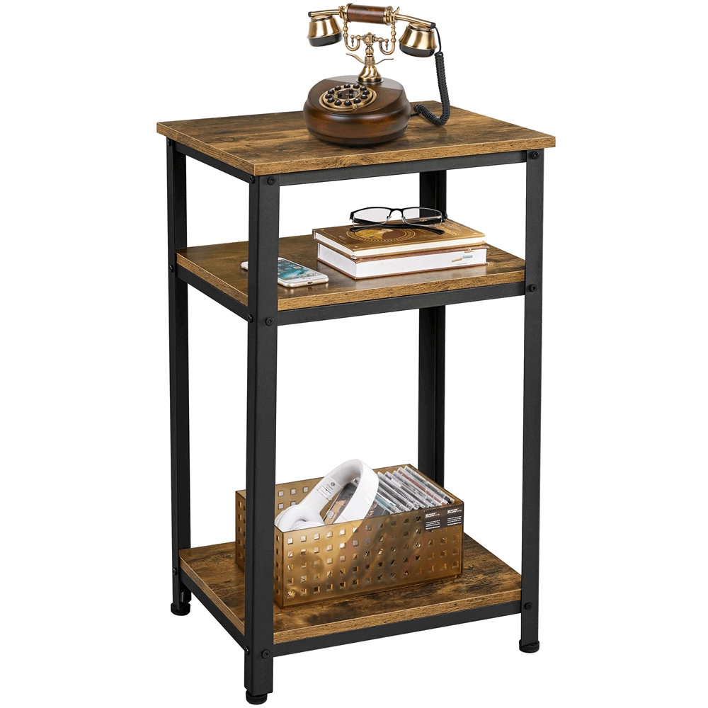 3 Tiers Metal-Wood Side Table