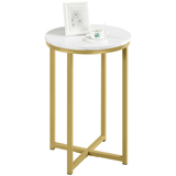 Round Faux Marble Side Table with Metal Legs