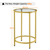 Round Accent Table with Glass Top and Metal Frame