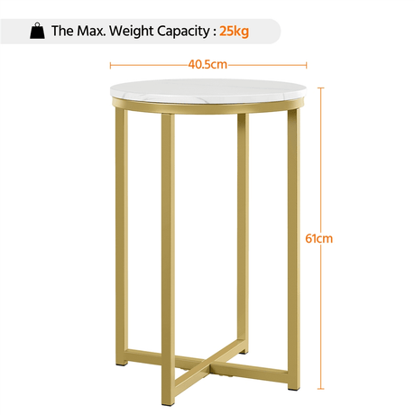 Round Faux Marble Side Table with Metal Legs