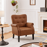 Faux Leather Accent Armchair w/ Tufted High Back