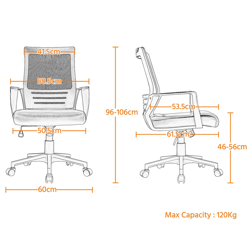 Mesh  Office Chair with Leather Padded Seat