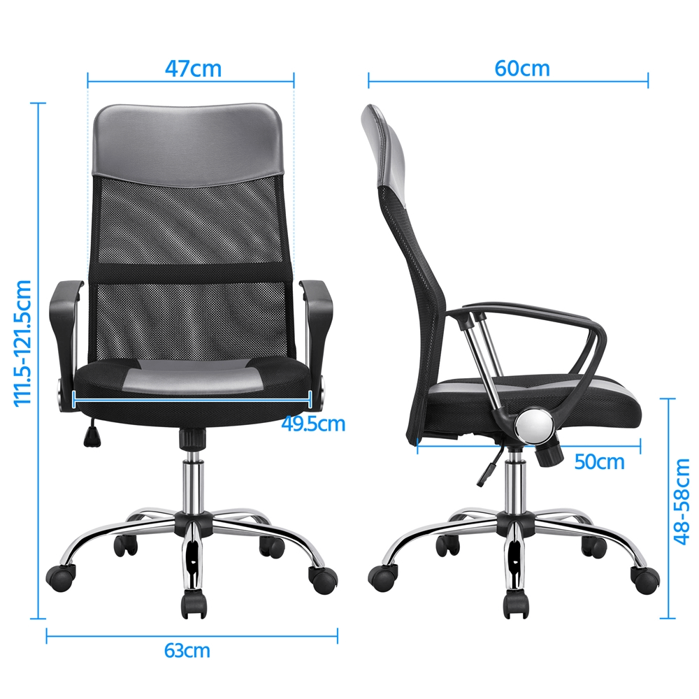 Mesh-Faux Leather High Back Office Chair with Chromed Metal Base