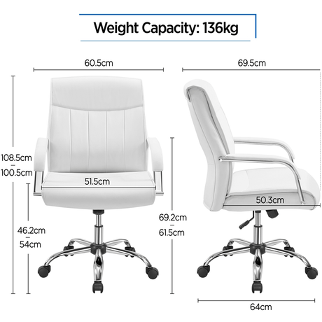 PU Leather Executive Chair with Padded Armrests