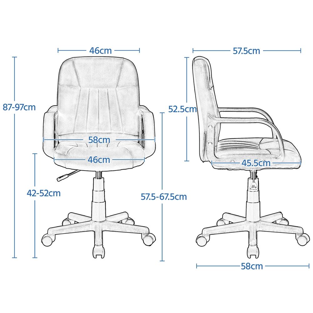 Artificial Leather Mid-Back Computer Chair with Adjustable Seat Height