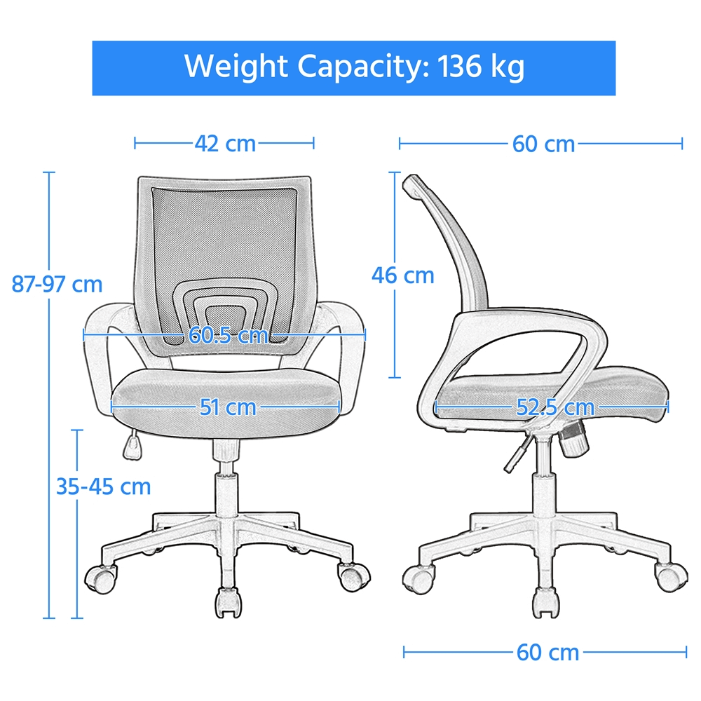 Mesh Mid-back Office Chair with Adjustable Seat Height