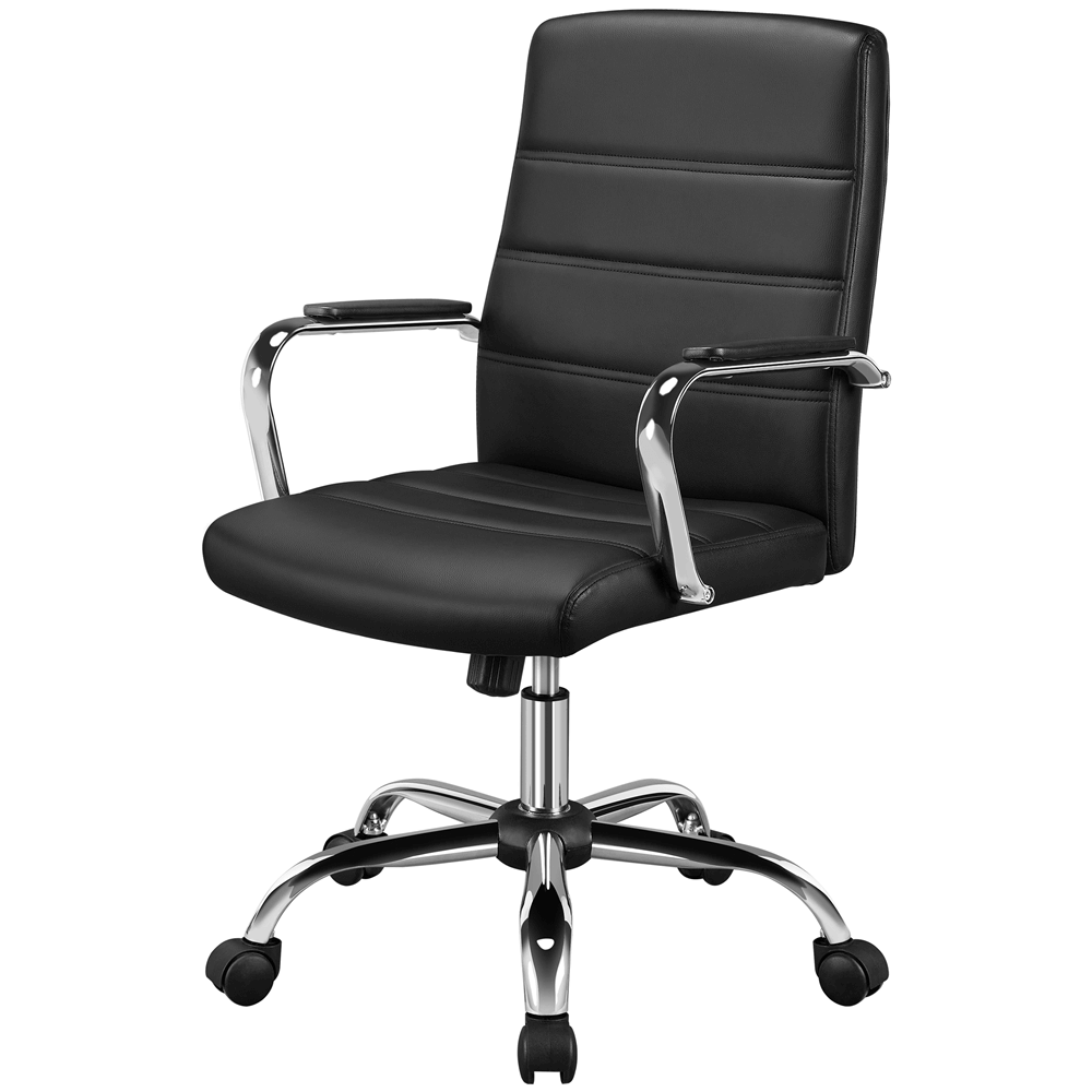 PU Leather Mid-Back Desk Chair with Chrome-Plated Steel Base