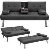 Upholstered Convertible 3-seater Sofa Double Bed Sleeper