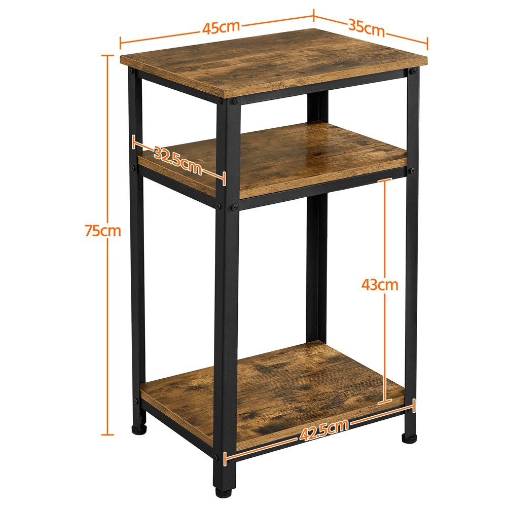 3 Tiers Metal-Wood Side Table