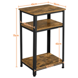 3 Tiers Metal-Wood Side Table