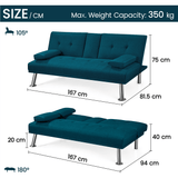 Upholstered Convertible 3-seater Sofa Double Bed Sleeper