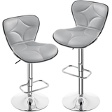 Set of 2 Faux Leather Swivel Stools with Shell Back