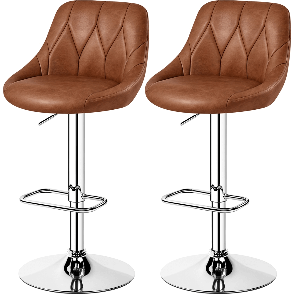 Set of 2 Faux Leather 86-107.5 cm H Adjustable Swivel Bar Stools