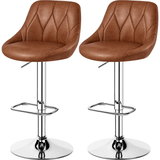 Set of 2 Faux Leather 86-107.5 cm H Adjustable Swivel Bar Stools