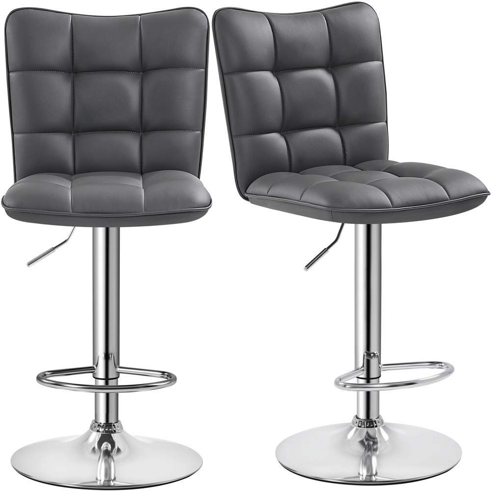 2-piece Faux Leather Adjustable Swivel Bar Stool