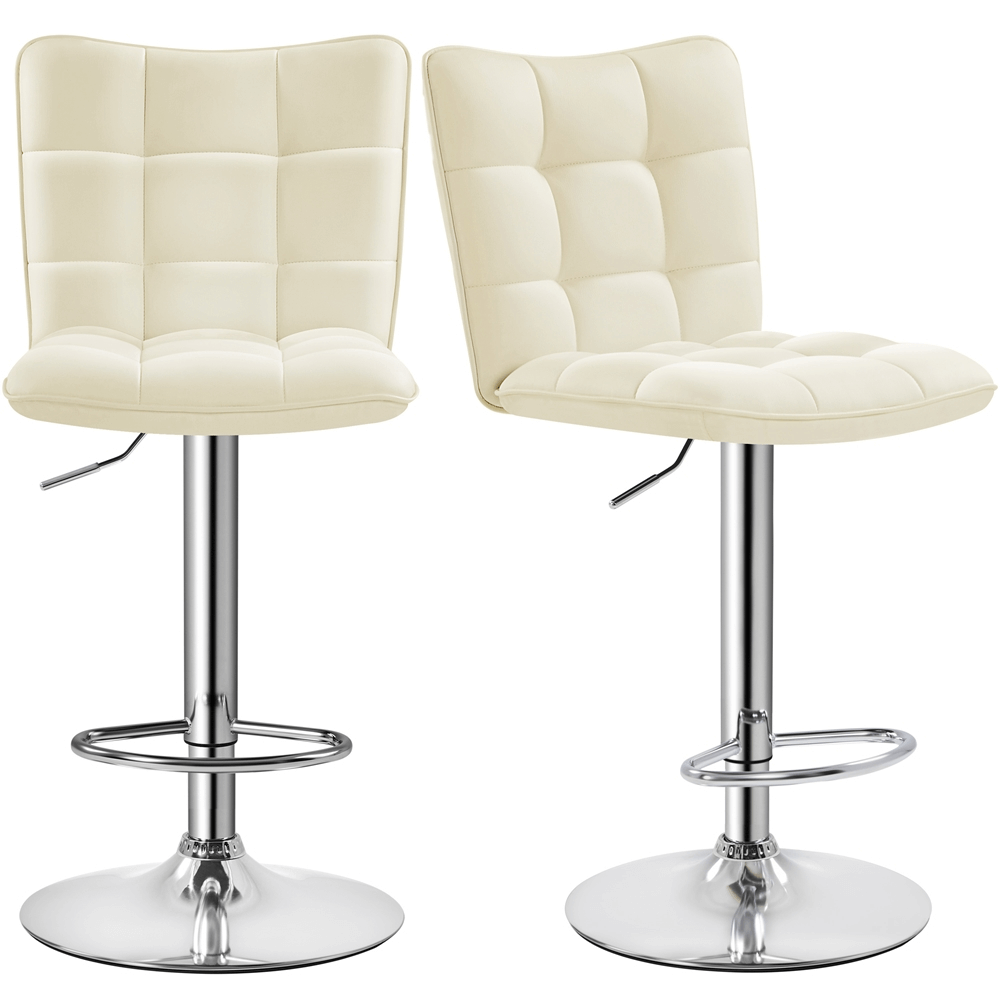 2-piece Faux Leather Adjustable Swivel Bar Stool