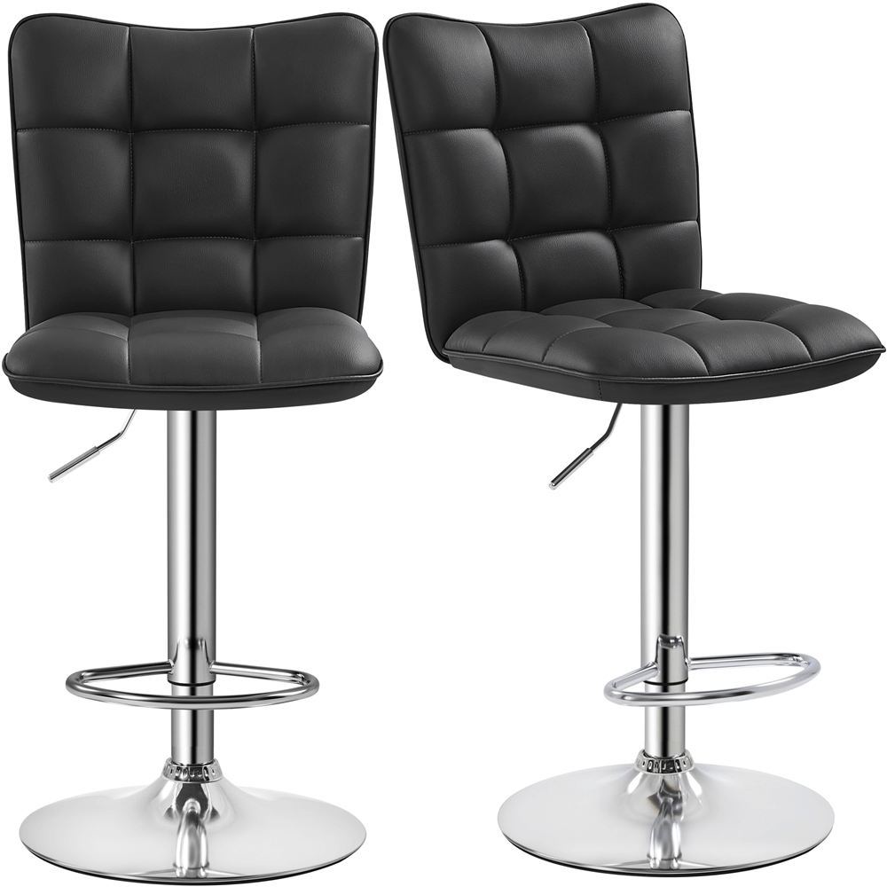 2-piece Faux Leather Adjustable Swivel Bar Stool