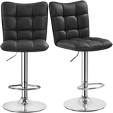 2-piece Faux Leather Adjustable Swivel Bar Stool