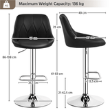 Set of 2 Faux Leather 86-107.5 cm H Adjustable Swivel Bar Stools