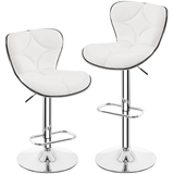 Set of 2 Faux Leather Swivel Stools with Shell Back