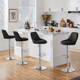 Set of 2 Faux Leather 86-107.5 cm H Adjustable Swivel Bar Stools