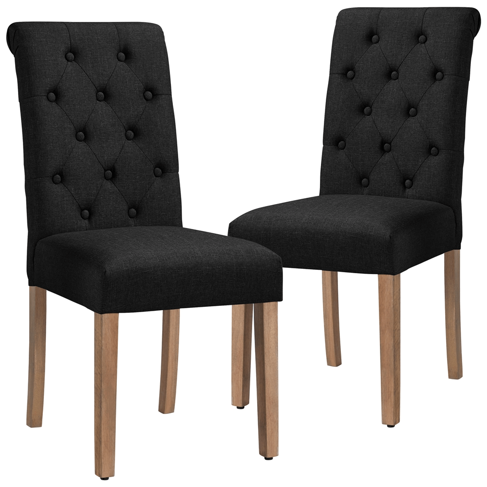 Fabric Upholstered Dining Chairs with Solid Wood Legs