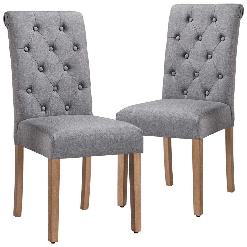 Fabric Upholstered Dining Chairs with Solid Wood Legs