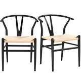 Y-Shaped Backrest Arm Chairs with Solid Metal Frame & Woven Seat