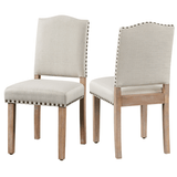 Fabric Upholstered Dining Chairs with Nailhead Trim