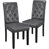 Faux Leather Dining Chairs with Solid Wood Legs