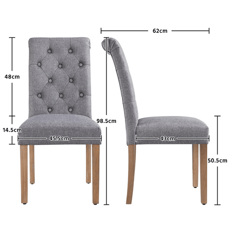 Fabric Upholstered Dining Chairs with Solid Wood Legs