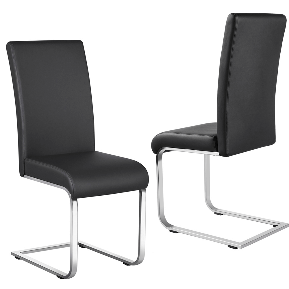 Faux Leather Dining Chairs with Metal Legs