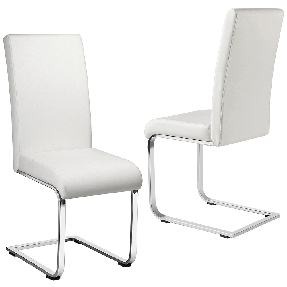 Faux Leather Dining Chairs with Metal Legs