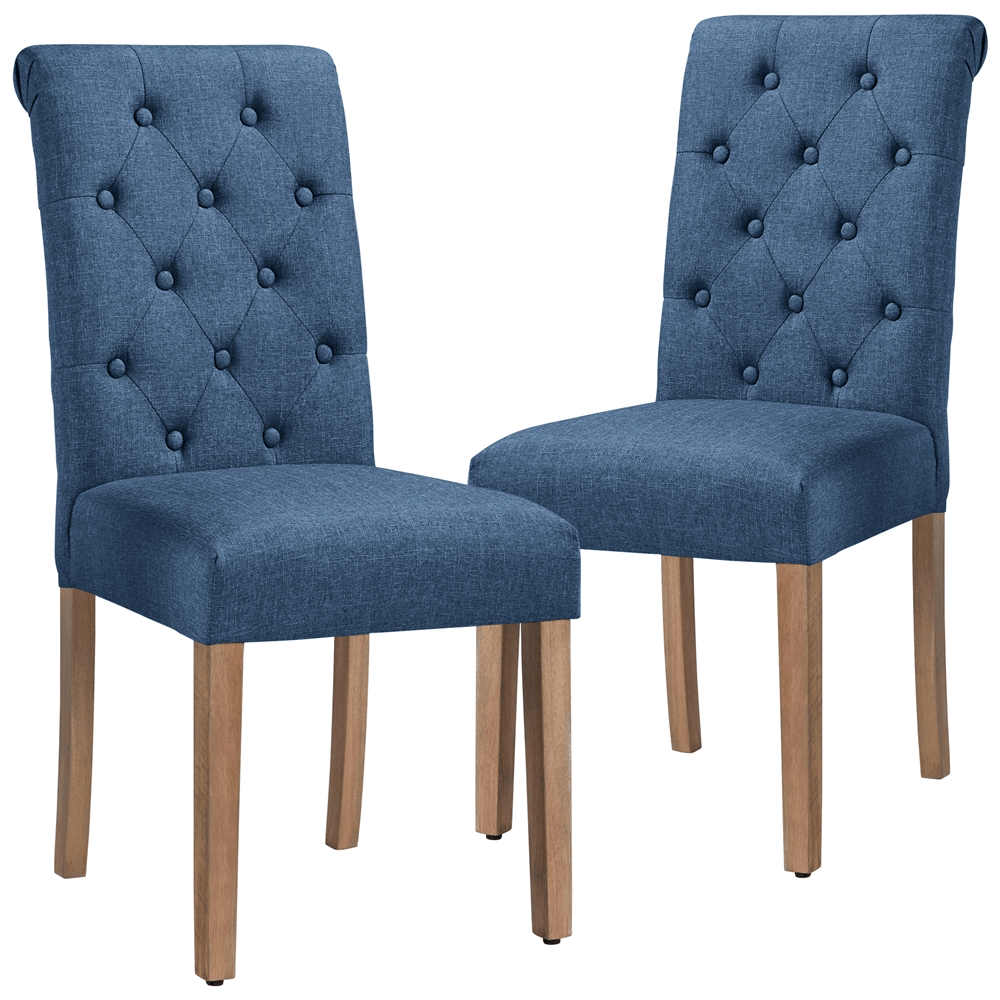 Fabric Upholstered Dining Chairs with Solid Wood Legs