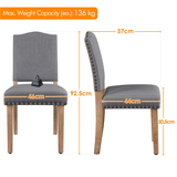 Fabric Upholstered Dining Chairs with Nailhead Trim