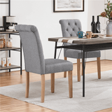 Fabric Upholstered Dining Chairs with Solid Wood Legs