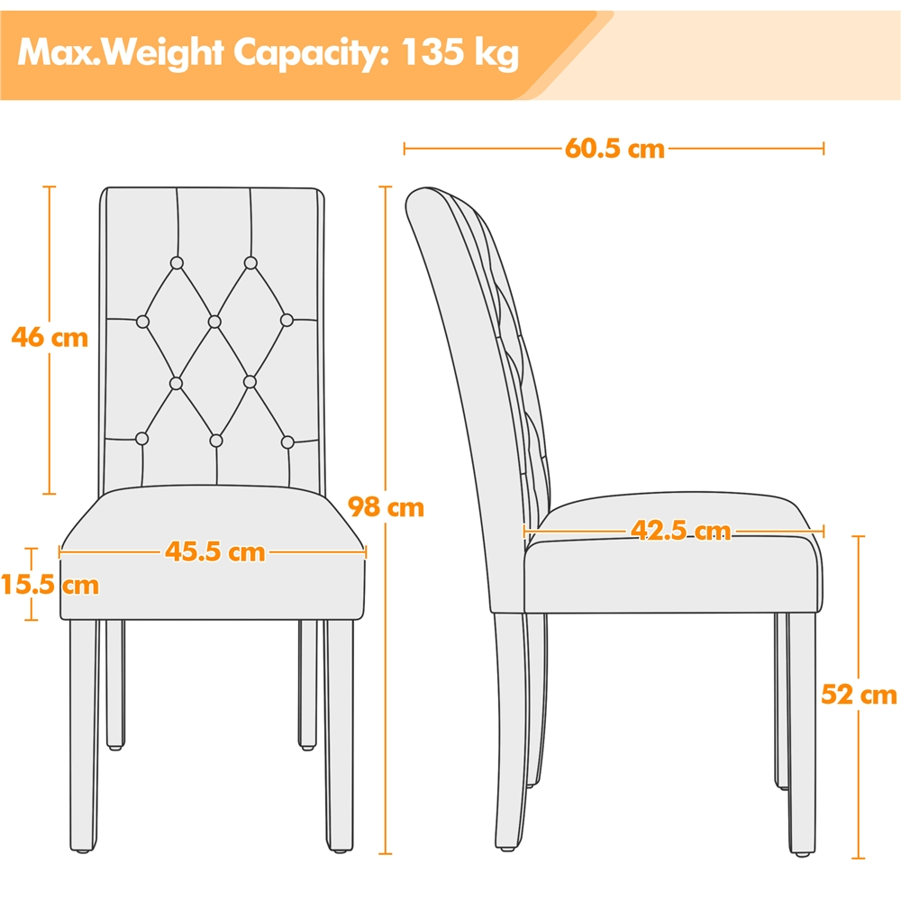 Faux Leather Dining Chairs with Solid Wood Legs